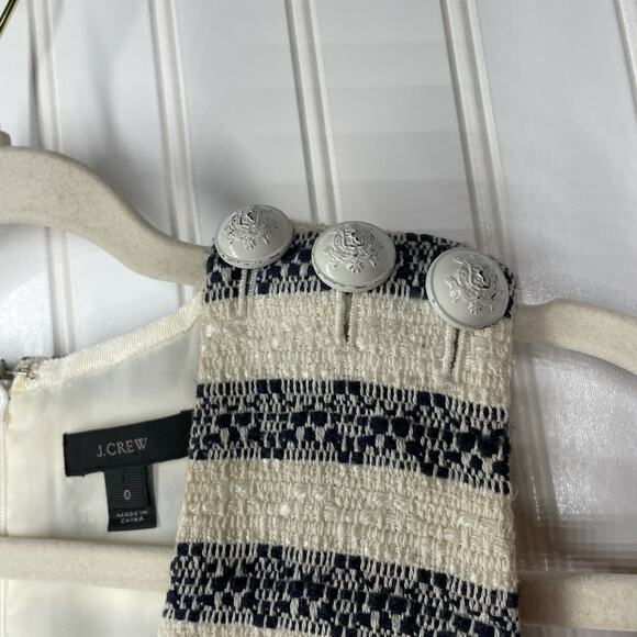 J.Crew Women’s White & Blue Sleeveless V-Neck Back Zip Fit & Flare Dress Size 0 - Picture 10 of 12